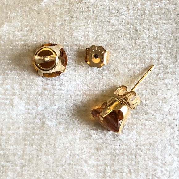 Medeira Orange Citrine 14k Gold Stud Earrings - Picture 7 of 8